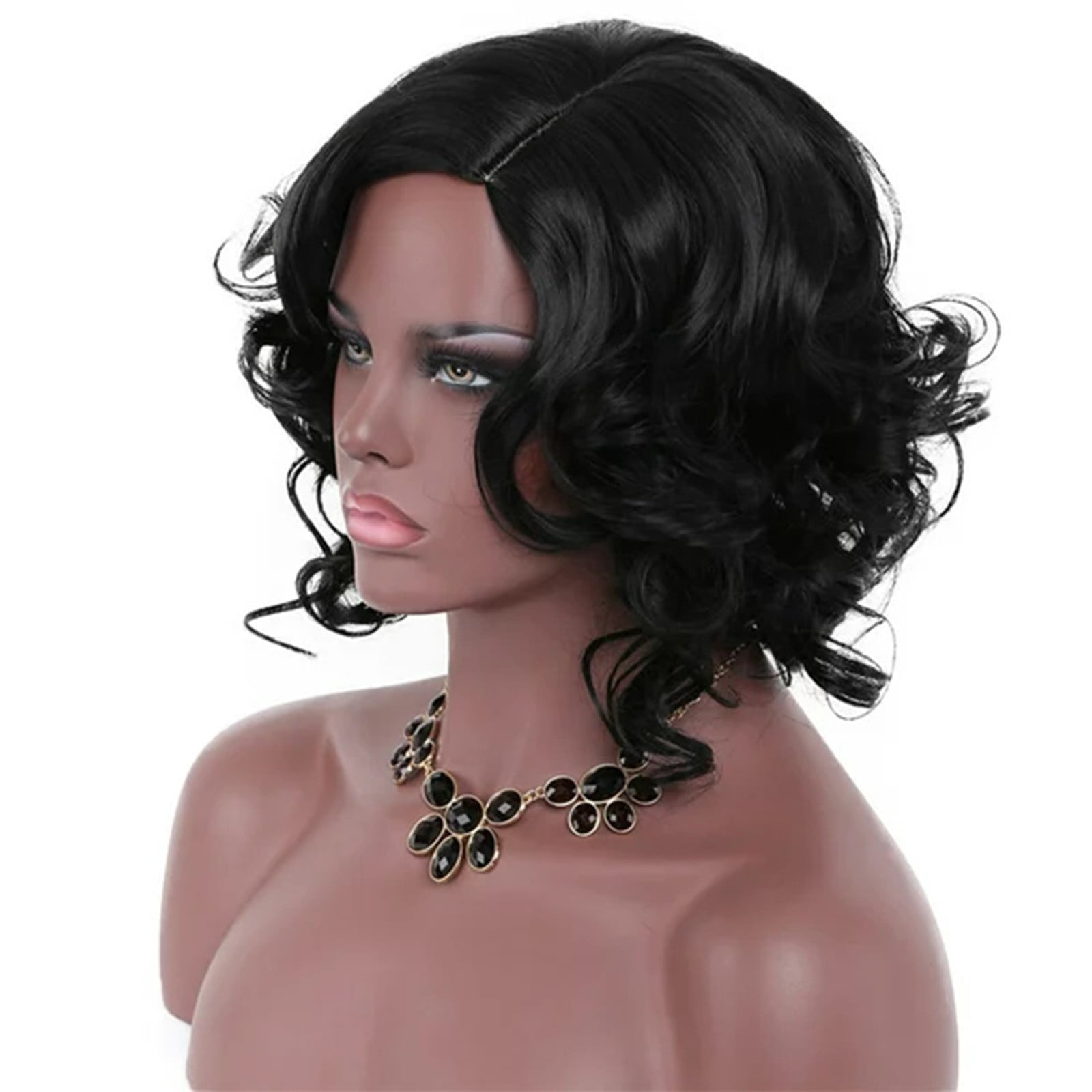 Ombre Blonde Bob Wig for Women, Short Straight Synthetic Wig Natural Looking Lace Front Style Wig for Daily Party(Black-2,One Size)