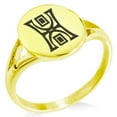 thumbnail image 1 of Stainless Steel Runology Magic Rune Minimalist Oval Top Polished Statement Signet Ring, 1 of 1