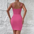 thumbnail image 6 of Women's Sweetheart Neck Mini Tight Dresses Bustier Spaghetti Strap Solid Color Slim Fitted Short Club Night Out Dress, 6 of 6