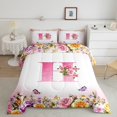 thumbnail image 2 of Erosebridal Letter Initial Comforter Sets Queen Size,Monogrammed Personalized Bedding Queen Comforter Set,Flower Decor,Reversible,Ultra Soft,3-Piece, 2 of 8