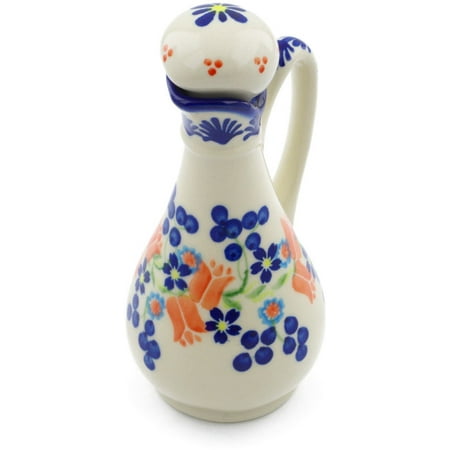 Polish Pottery 4 oz Bottle (Tulip Berries Theme) Hand Painted in Boleslawiec, Poland + Certificate of Authenticity