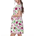 thumbnail image 2 of Bingfone Tulips Flowers Print Women’s Short Sleeve Dress, Comfortable Casual Dress, Stylish Summer Dress with Stretchy Fit for Daily Wear, 2 of 6