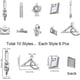 thumbnail image 2 of 1 caja de 60 piezas de 10 estilos de amuletos para maestros de escuela, estilo tibetano, aleación, libro, regla, pincel, bolígrafo, brújula, globo terráqueo, amuletos para la vuelta al cole., 2 of 9