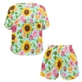 thumbnail image 4 of Yuyamidu Sunflower Rose Women Pajama Sets Shorts 2 Pack Two Piece Pj Set Sleepwear Crew Neck Casual Soft Loungewear with Pockets, 4 of 7
