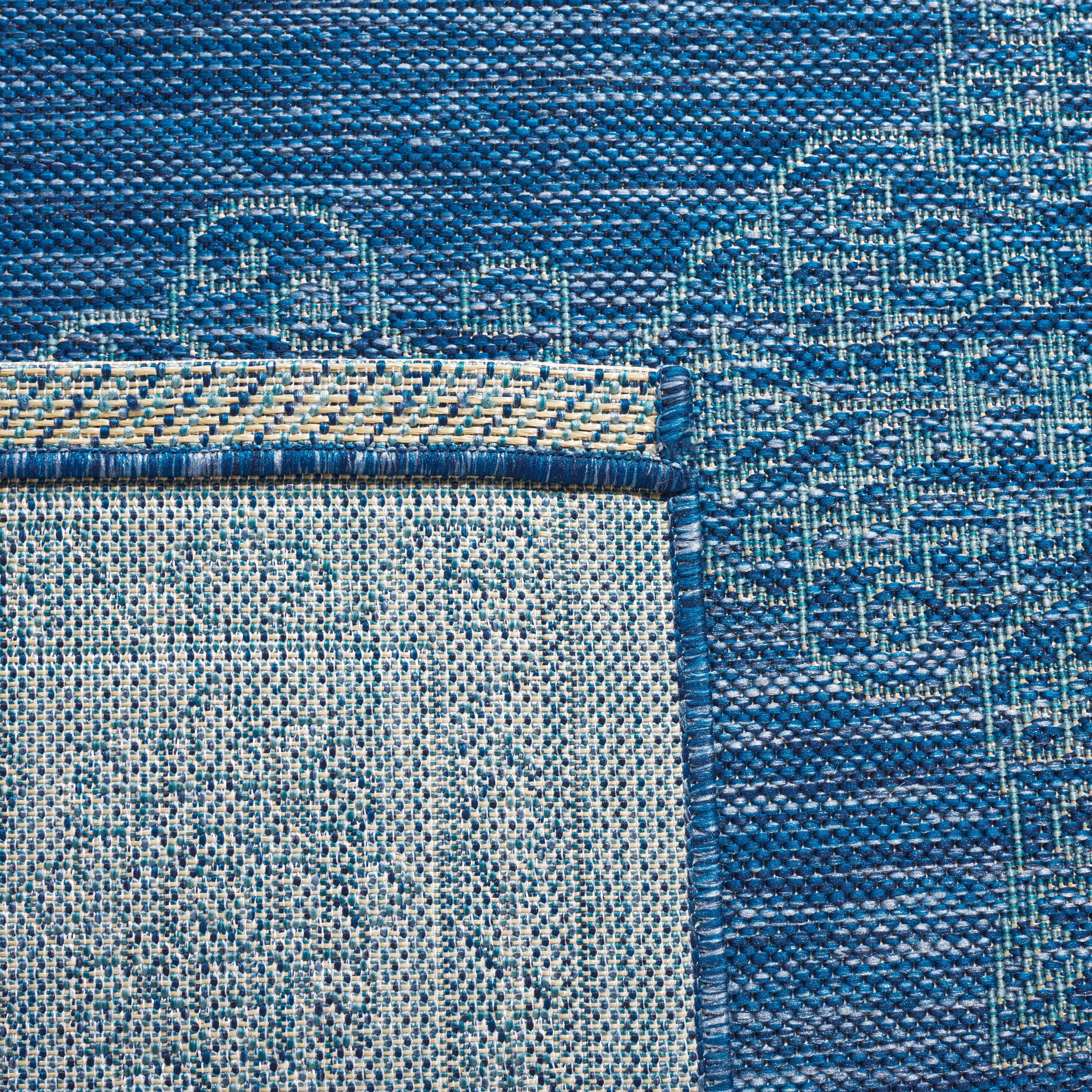 SAFAVIEH Courtyard Delbet Medallion Indoor/Outdoor Area Rug, Navy/Ivory, 6'7" x 6'7" Square