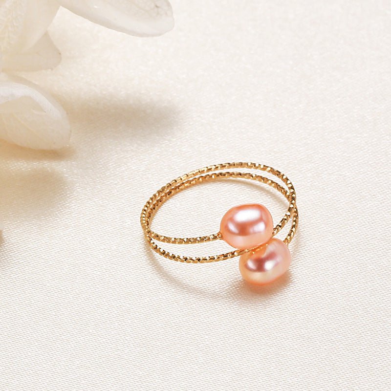 Womens Personalized Pearl Ring With Freshwater Pearls Rice Droplet Circle White Pink Purple Copper Alloy Pearl