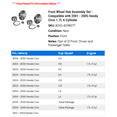 thumbnail image 2 of Front Wheel Hub Assembly Set - Compatible with 2001 - 2005 Honda Civic 1.7L 4-Cylinder 2002 2003 2004, 2 of 2