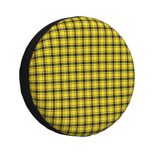 Balery Yellow Checkered Plaid Cubiertas para Neumáticos - Protector Resistente para Neumáticos de Camioneta, SUV, Remolque, Camper y RV-16 inch