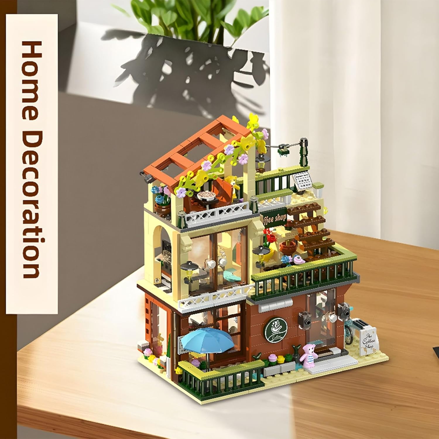 Remocguys 3 In 1 Coffee Shop Building Set with LED Compatible with Lego House Street View 875 Pcs