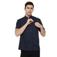 thumbnail image 4 of TOPTIE Short Sleeve Chef Coat Jacket Navy Lightweight Button Chef Uniform, 4 of 8