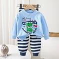 thumbnail image 2 of NOLDARES Baby Boy Fall Clothes Set Long Sleeve Crewneck Sweatshirts Pants Infant Newborn Winter Outfits Size:12-18 M,Light Blue, 2 of 5