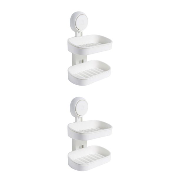 Monstrate Soporte para jabón con ventosa, caja de pared, de ducha de 2 capas, cesta hueca sin taladro, escurridor, bandeja, accesorios para caja Type1 NO1