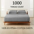 thumbnail image 2 of 1000-Thread-Count 100% Egyptian Cotton 7 PC Sheet Set |7 PC Split King, Light Grey| 12" Deep Pockets, 2 of 8