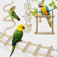 thumbnail image 5 of Paquete de 8 juguetes de madera para pájaros, coloridos juguetes para masticar, cadena de molares para loros, columpio de madera natural, juguete para masticar animales para periquitos, cacatúas, periquitos y pájaros ER, 5 of 5