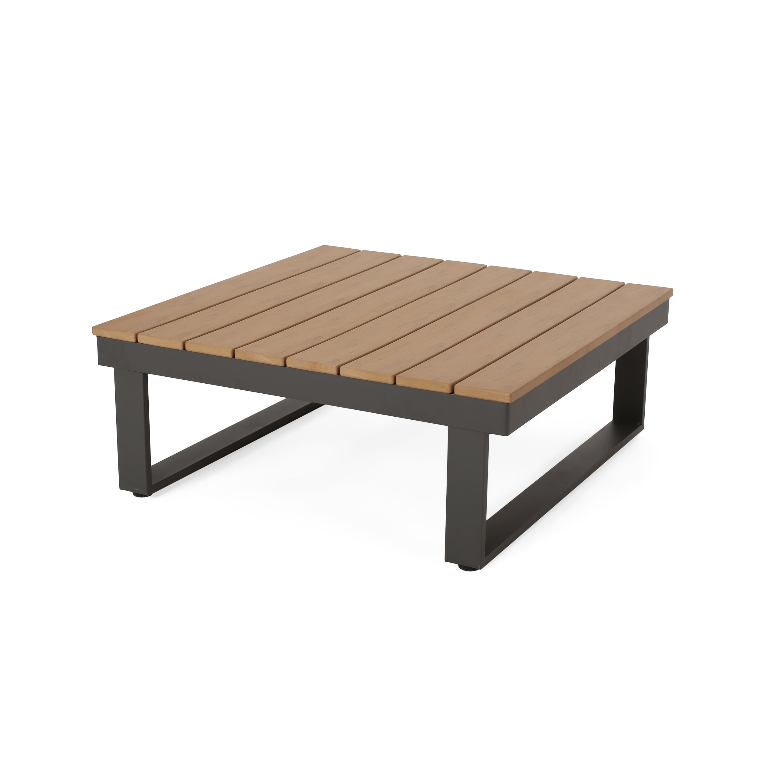 Outdoor Corner Seat and Coffee Table Combination Set, Aluminum Frame Leisure Furniture for Patio Garden, Dark Gray