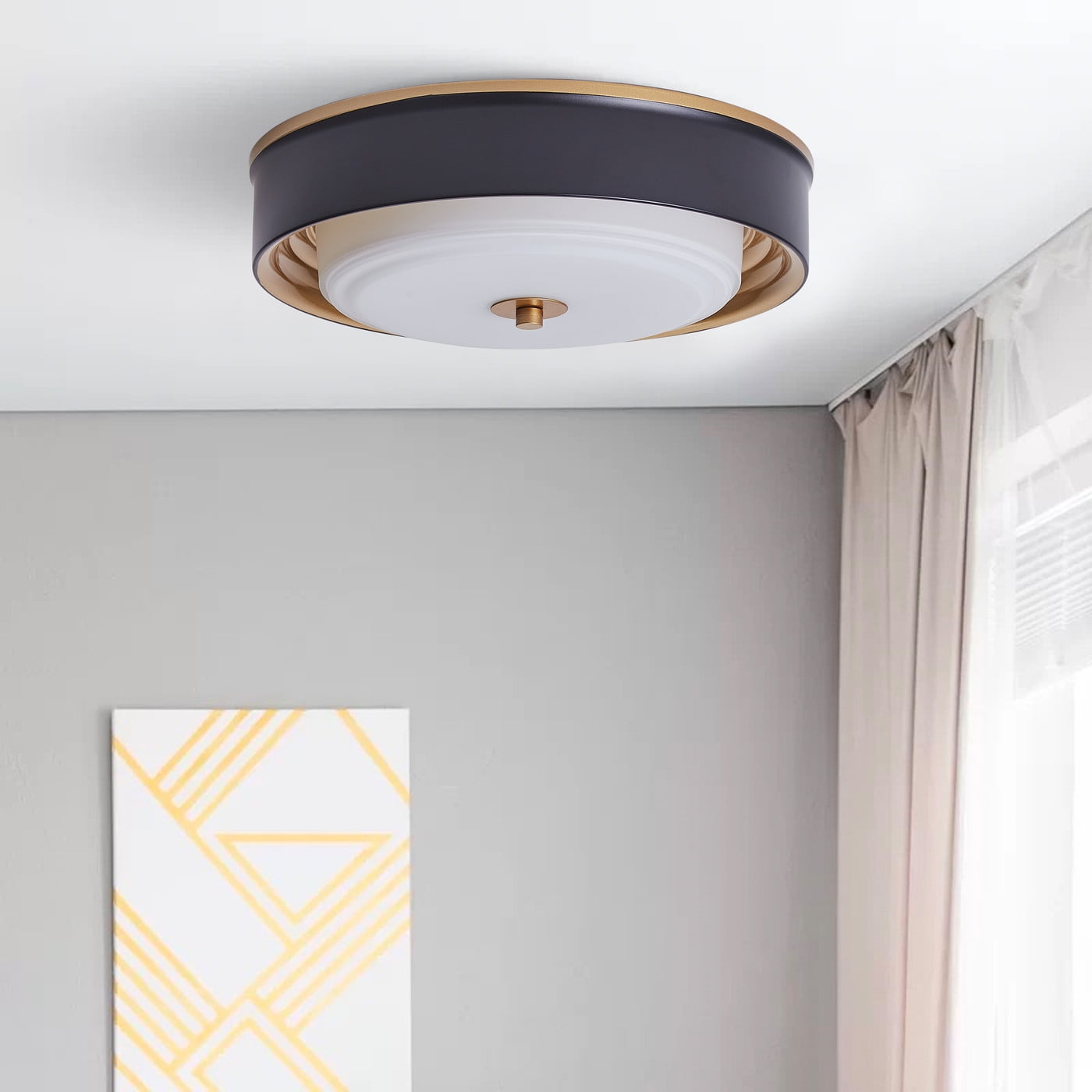 Aiwen 2 Light Modern Round Shade Flush Mount Ceiling Lamp Home Decor Light Fixture