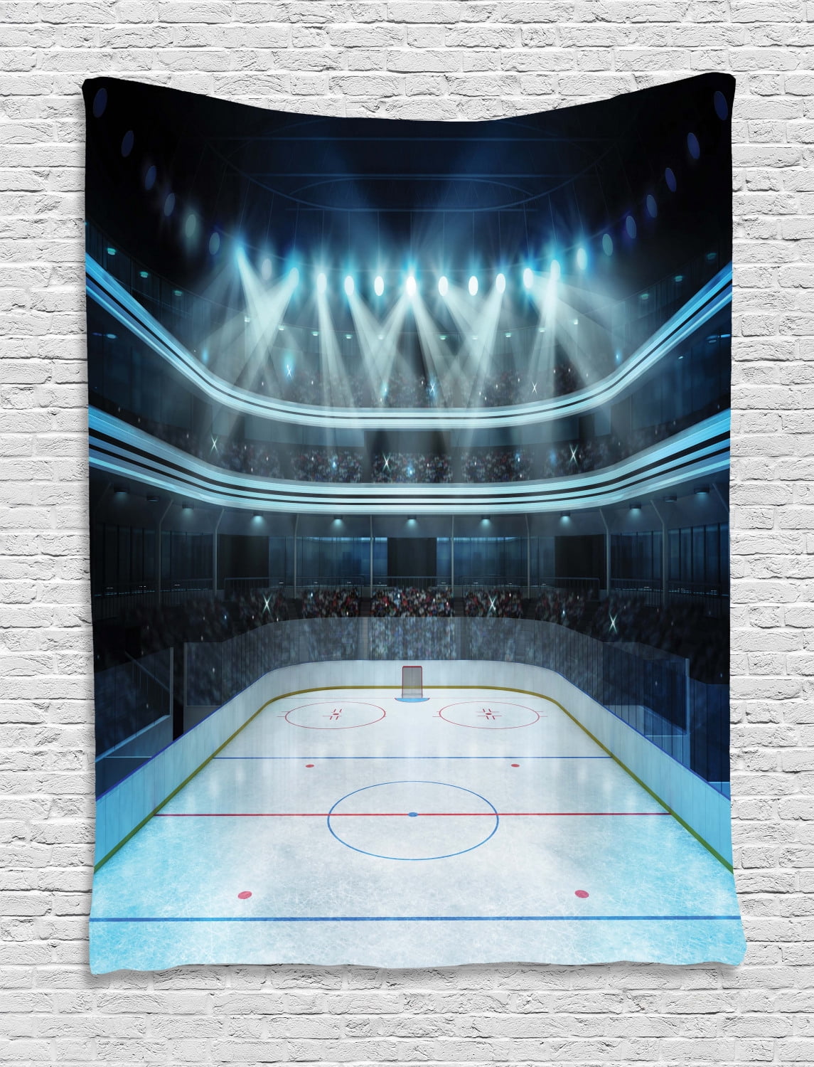 Hockey Tapestry, Photo of a Sports Arena Full of People Fans Audience  Tournament Championship Match, Wall Hanging for Bedroom Living Room Dorm  Decor, 40W X 60L Inches, Multicolor, by Ambesonne