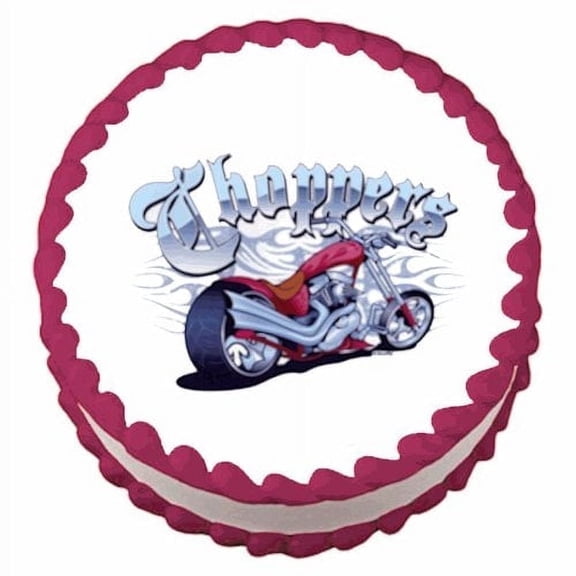 Motorcycle Chopper Birthday Edible Image Icing Cake Topper for Quarter Sheet Cake, by TNCT