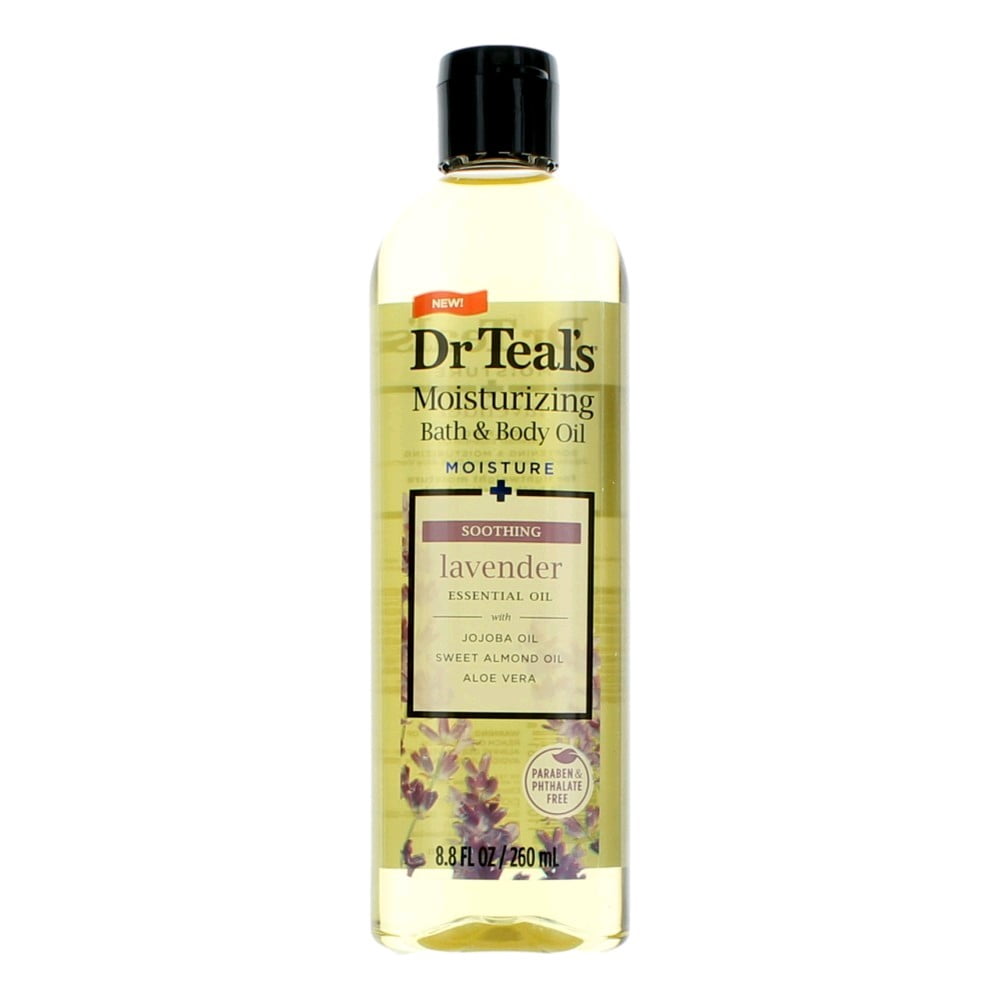 Dr Teal's Moisturizing Bath and Body Oil, Soothe & Sleep with Lavender Essential Oil, 8.8 fl oz