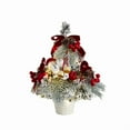 thumbnail image 2 of 11.8 Inch Pre Lit Mini Tabletop Christmas Tree with Ornaments, Snow Flocked Artificial Christmas Tree with Cowbells Berries Velvet Bow Pine Cones, Desktop Holiday Decor for Home Office, 2 of 5