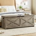 thumbnail image 2 of Large Wooden Storage Chest with Safety Hinges – 47.2" Lift-Top Trunk Bench, 300 lbs Capacity, Entryway Shoe and Toy Organizer for Bedroom & Living Room, Farmhouse Style, Easy Assembly, Washed Ash, 2 of 6