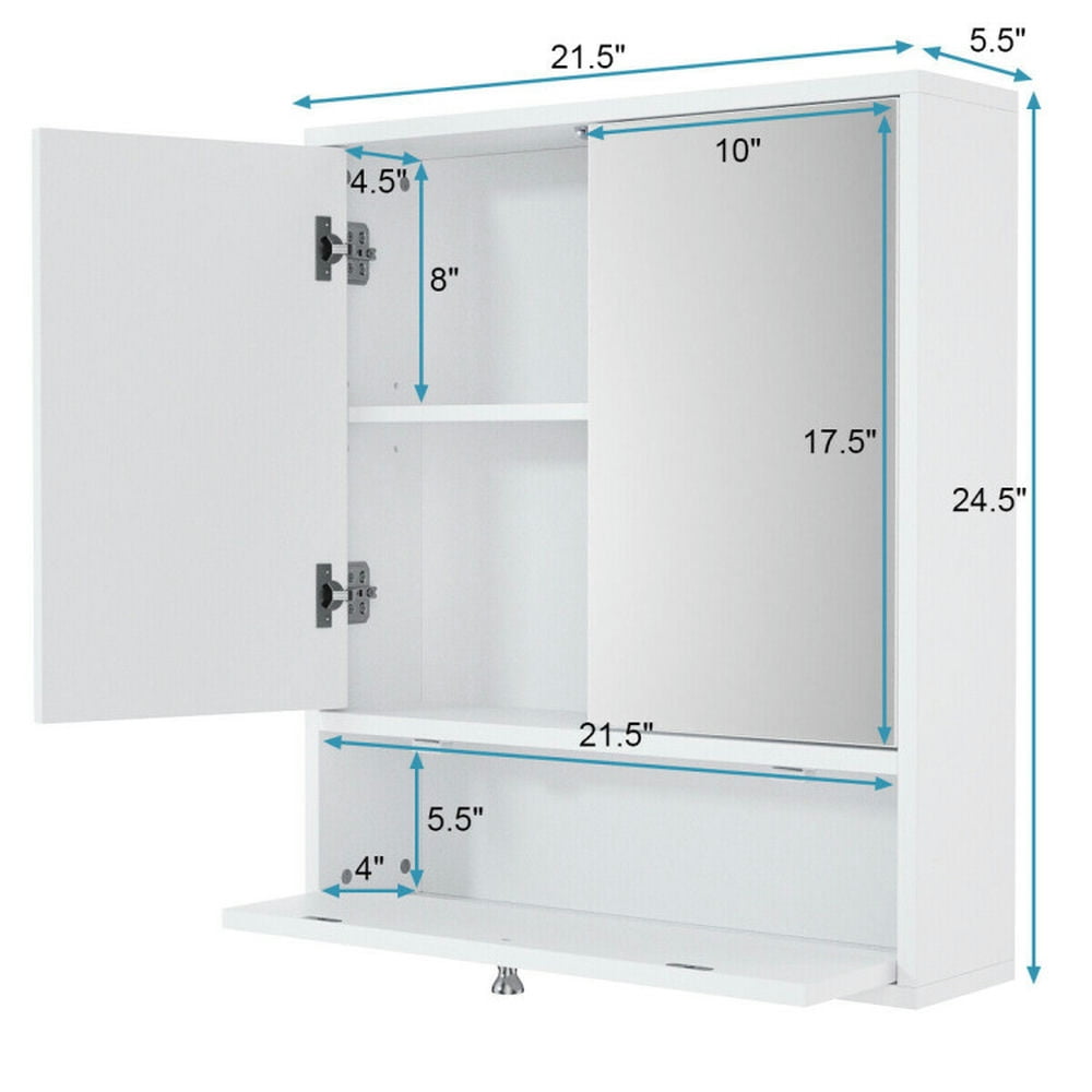 Finihen Bathroom Wall Cabinet, Wall Mounted Bathroom Mirror Cabinet, Double Door Wall-Mounted Bathroom Mirrored Medicine Cabinet, for Bathroom, White Finihen Bathroom Wall Cabinet, Wall Mounted Bathroom Mirror Cabinet, Double Door Wall-Mounted Bathroom Mirrored Medicine Cabinet, for Bathroom, White