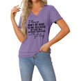 thumbnail image 4 of Bovemsi Funny Shirt Women Please Don'T Be Rude To Me Graphic V Neck T Shirt Sarcastic Short Sleeve Tee Humor Mom Summer Tops, Purple Women's Summer Short Sleeve T-Shirts, 3XL, 4 of 8