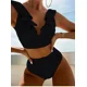thumbnail image 3 of Bikini rosa con efecto Tie Dye para mujer, traje de baño Sexy con falda de malla y realce, conjunto de 3 piezas, cintura alta, 2024, 3 of 5