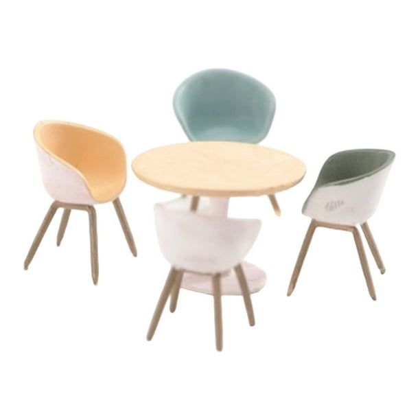 Juego de mesa y sillas en miniatura a escala 1/64, pequeño juego de sillas de escritorio modernas y resistentes de resina. Estilo A