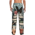 thumbnail image 3 of Daiia Vintage Art Butterfly Flower Men's Sleep Pant with Pockets and Drawstring,Pajama Pants-Medium, 3 of 9