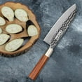 thumbnail image 2 of Qulajoy Santoku Knife 7 Inch - Hammered Japanese Chef Knife 9cr18mov Mirror Polishing Hand Forged Blade Kitchen Knife - Olivewood Handle with Sheath, 2 of 6