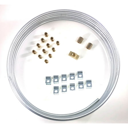 The Stop Shop 25 ft of 1/4 Steel Brake Line W/Unions, Clips, Fittings, Tee