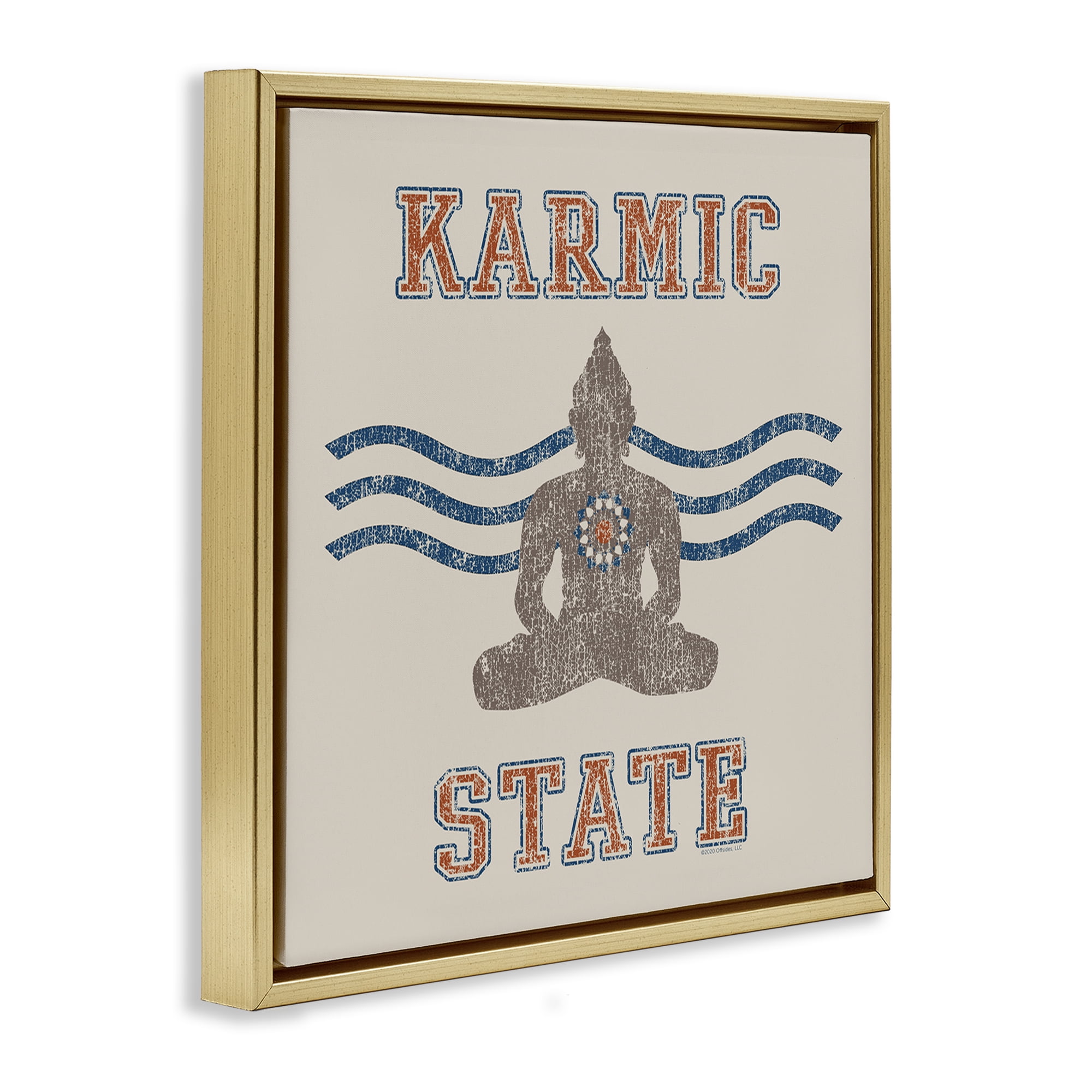 Stupell Industries Vintage Karmic State Text & Numbers Painting Gold Floater Framed Canvas Art Print Wall Art, 25 x 25