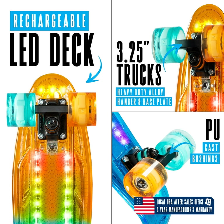 Madd Gear Light-up Skateboard Retro Mini Cruiser 62mm Wheels Madd Gear Light-up Skateboard Retro Mini Cruiser 62mm Wheels