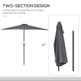 thumbnail image 4 of Outsunny 9.8ft Half Umbrella Patio Parasol Sun Shade, Crank Handle, Grey, 4 of 10