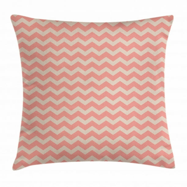 Peach Throw Pillow Cushion Cover, Zigzag Chevron Pattern Geometric Soft