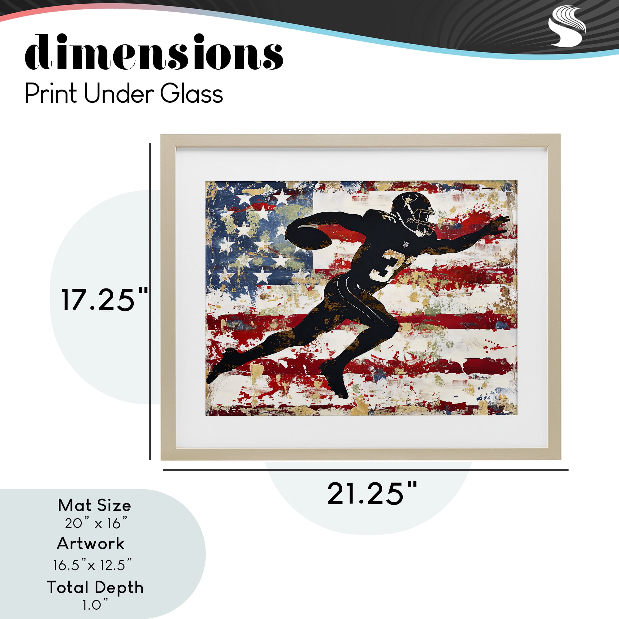 Stupell Industries Gridiron Glory Player Birch Framed Print Under Glass, design by Ray Powers