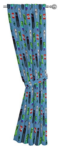 "Jay Franco Blue Microfiber Minecraft Monster Hunters Bedroom Curtains, 42\""Wx84\""L - 4 Piece Set"