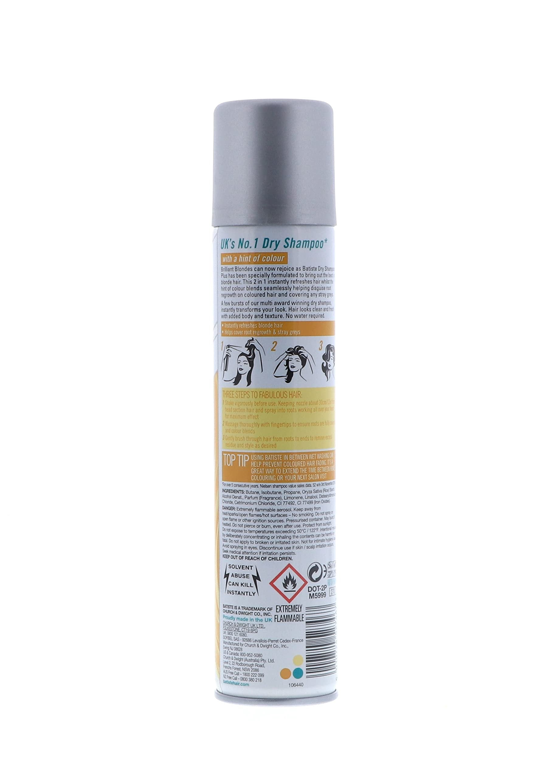 Batiste Dry Shampoo, Brilliant Blonde, 6.73 Fl Oz, Pack of 8 Brilliant Blonde 8-Pack