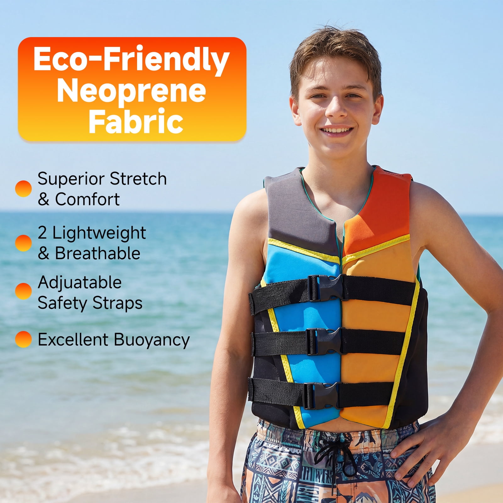 Kids Swim Vest Life Jacket Youth,Adjustable Flotation Buoyancy Swimsuit Trainer Vests,Swimming Aid Jacket for Boys Girls,Kayaking Fishing Sailing,Fit for 50-125 lbs