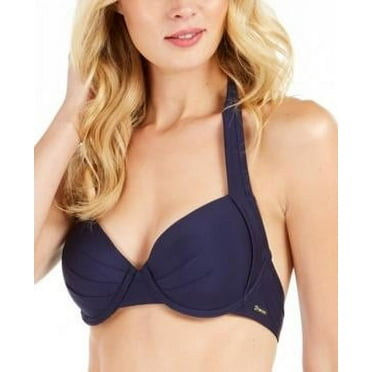Calvin Klein NAVY Pleated Convertible Underwire Bikini Swim Top, US X-Small