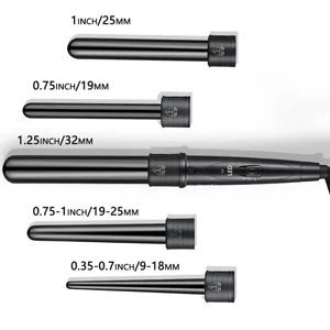 Set de fer à roulettes, PTC Chauffe rapidement les cheveux avec 0.35 Aux 1.25 Barres en céramique interchangeables de pouce