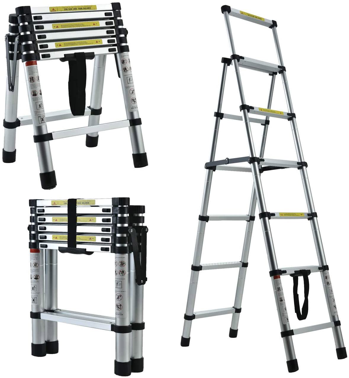 Autofather 5 Step + 6 Step Folding Telescoping Step Ladder 150kg Max