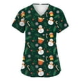 thumbnail image 2 of Garbnen Scrub Tops for Women Fitted Merry Christmas Womens Scrubs Short Sleeve V Neck Santa Claus Print Nurses Working Uniforms with Pockets, 2 of 6