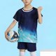 thumbnail image 5 of Odeerbi Conjunto de Entrenamiento de Fútbol Seco Rápido Para Chicos Y Niñas Pantalones Cortos de Camiseta Con Impresión Geométrica de Gradiente Conjunto Atlético Para 4-12 Años, 5 of 6