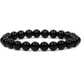 thumbnail image 1 of Amandastone Black Tourmaline Gemstone 8mm Round Beads Stretch Bracelet 7 Inch, 1 of 4
