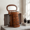 thumbnail image 2 of Hives and Honey Cari Wood Jewelry Chest for Women Jewelry Box, Walnut, 2 of 6