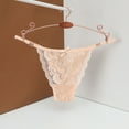 thumbnail image 4 of TOWED22 Strings pour Femmes Culottes Dentelle Taille Basse Fines Bretelles Grande Taille String(Beige,L), 4 of 5