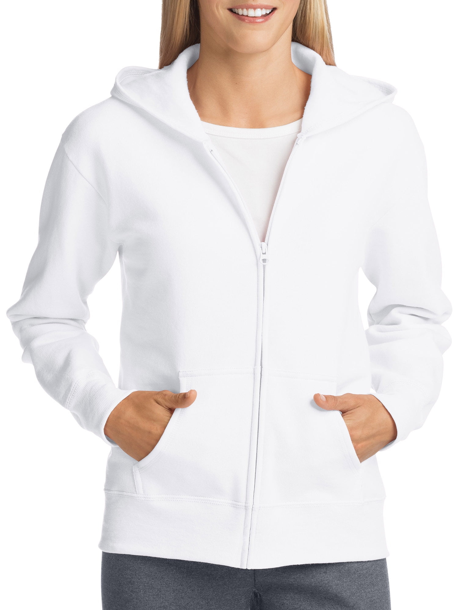 Hanes - Hanes ComfortSoft EcoSmart Women's Fleece Full-Zip Hoodie Sweatshirt - Walmart.com