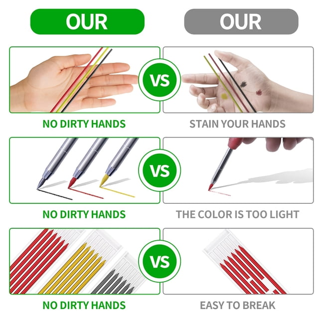 Becaristey 5Pcs Solid Carpenter Pencil Adjustable Set Marking Tool Handheld Scriber Professionals Beginner Woodworking for Architect